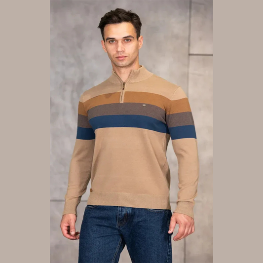 Lionel – Men’s Striped Quarter-Zip Sweater