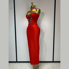 Avelyne - Embellished Strapless Bandage Dress