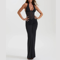 Nerina – Sheer Corset Halter Maxi Dress