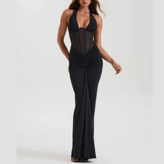Nerina – Sheer Corset Halter Maxi Dress