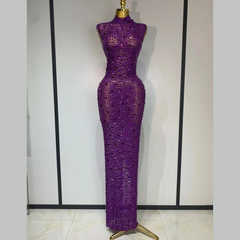 Aureliax – High Neck Crystal Rhinestone Gown