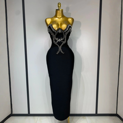 Maevienne – Crystal Strapless Bandage Evening Dress