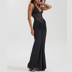 Nerina – Sheer Corset Halter Maxi Dress