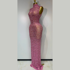 Aureliax – High Neck Crystal Rhinestone Gown