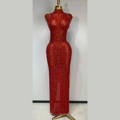 Aureliax – High Neck Crystal Rhinestone Gown