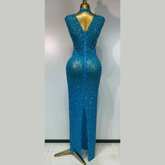 Aureliax – High Neck Crystal Rhinestone Gown