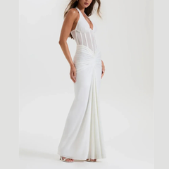 Nerina – Sheer Corset Halter Maxi Dress