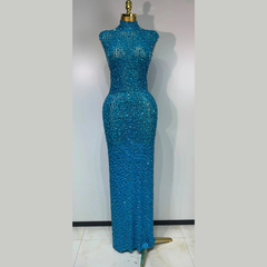 Aureliax – High Neck Crystal Rhinestone Gown