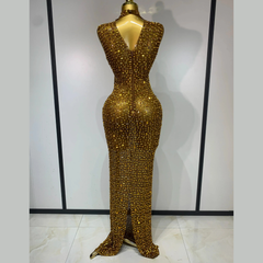 Aureliax – High Neck Crystal Rhinestone Gown