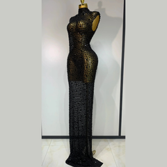 Aureliax – High Neck Crystal Rhinestone Gown