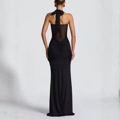 Dalina - Elegance Ruched Mesh-Panel Maxi Dress