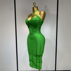 Fia - Halter Midi Bandage Dress