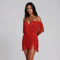 Xavielle – Fringe Strapless Bandage Dress