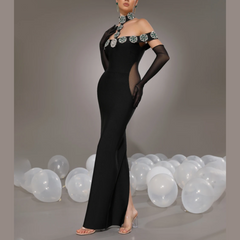 Aruna - Off The Shoulder Embellishment Bandage Dress