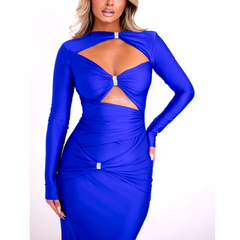 Fiorenza - Long Sleeve Cut Out Maxi Dress