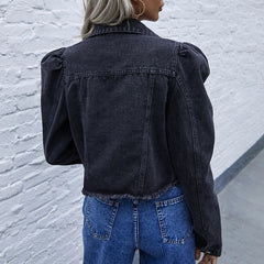 Ciela – Kurze Jeansjacke mit Puffärmeln