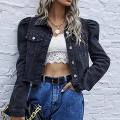 Ciela – Kurze Jeansjacke mit Puffärmeln