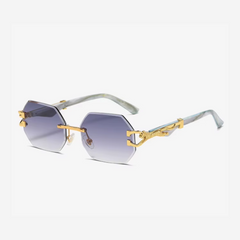 Randlose Sonnenbrille mit sechseckigem Design