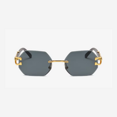 Randlose Sonnenbrille mit sechseckigem Design