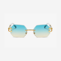 Randlose Sonnenbrille mit sechseckigem Design