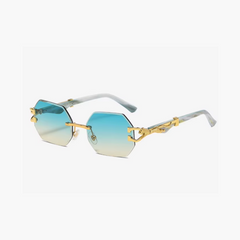 Randlose Sonnenbrille mit sechseckigem Design