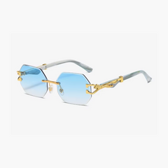 Randlose Sonnenbrille mit sechseckigem Design