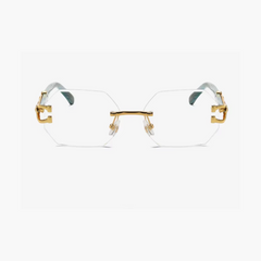 Randlose Sonnenbrille mit sechseckigem Design