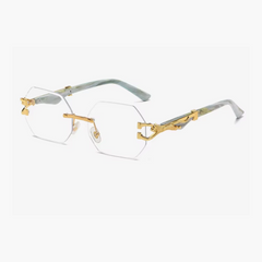 Randlose Sonnenbrille mit sechseckigem Design