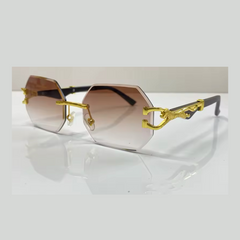 Randlose Sonnenbrille mit sechseckigem Design
