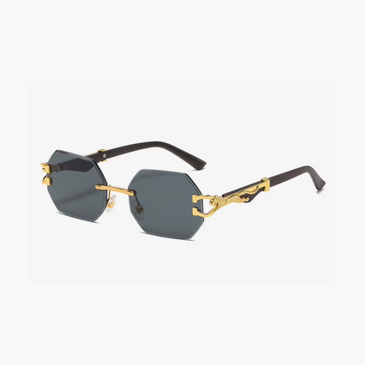Randlose Sonnenbrille mit sechseckigem Design