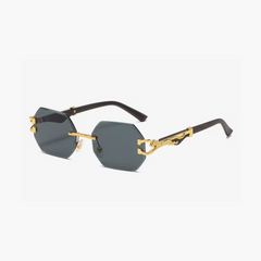 Randlose Sonnenbrille mit sechseckigem Design
