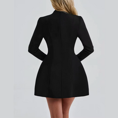 Crimson - Schwarzes A-Linien-Minikleid mit tiefem V-Ausschnitt