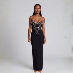 Maevienne – Crystal Strapless Bandage Evening Dress