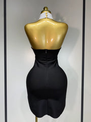 Kailany - Vestido de vendaje de cabestro de cuello negro