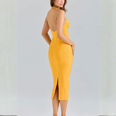 Lumiara - Halter Neck Bandage Midi Dress