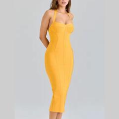 Lumiara - Halter Neck Bandage Midi Dress