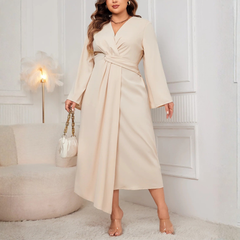 Nalani - Plus Size Long Sleeve Wrap Midi Dress