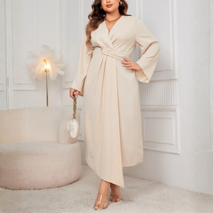Nalani - Plus Size Long Sleeve Wrap Midi Dress