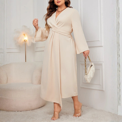 Nalani - Plus Size Long Sleeve Wrap Midi Dress