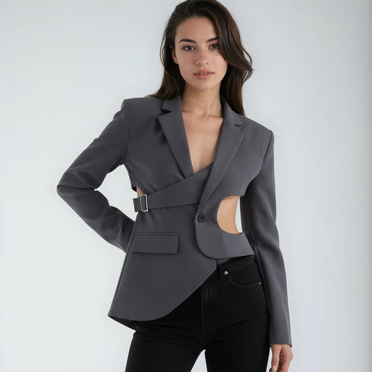 Umara - Cutout Buckle Detail Blazer