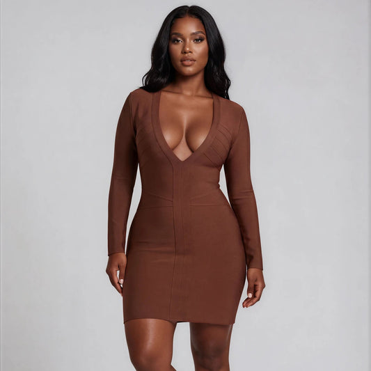 Virellea – Deep V Bandage Mini Dress
