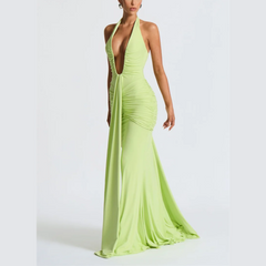 Jayce - Deep V Halter Neck Maxi Dress