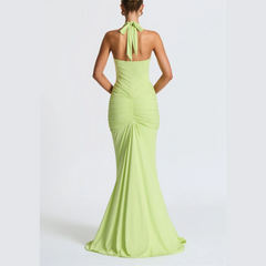 Jayce - Deep V Halter Neck Maxi Dress