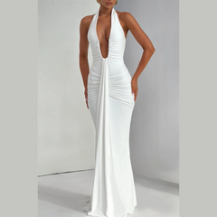 Jayce - Deep V Halter Neck Maxi Dress