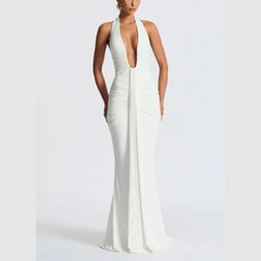 Jayce - Deep V Halter Neck Maxi Dress