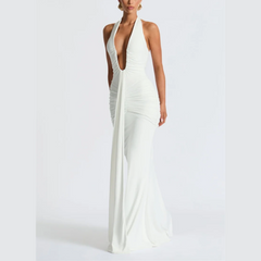 Jayce - Deep V Halter Neck Maxi Dress
