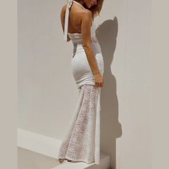 Rania - Lace Draped Ruched Dress