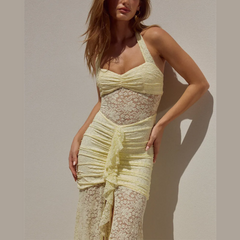 Rania - Lace Draped Ruched Dress