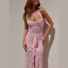 Rania - Lace Draped Ruched Dress