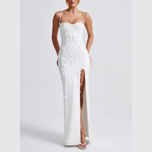 Rhea – Maxikleid mit Spaghettiträgern und Blumenmuster